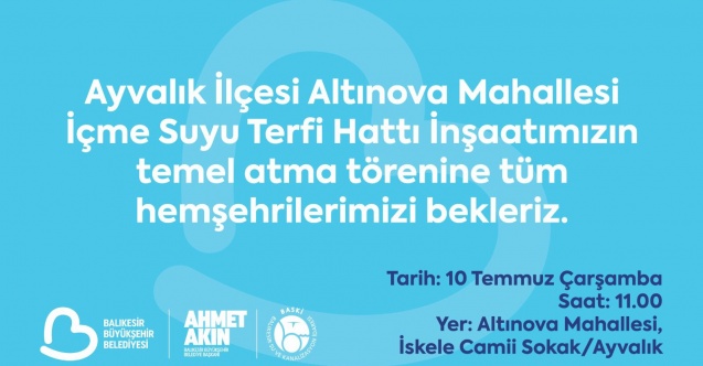Ahmet Akın'dan Ayvalık'a su hamlesi