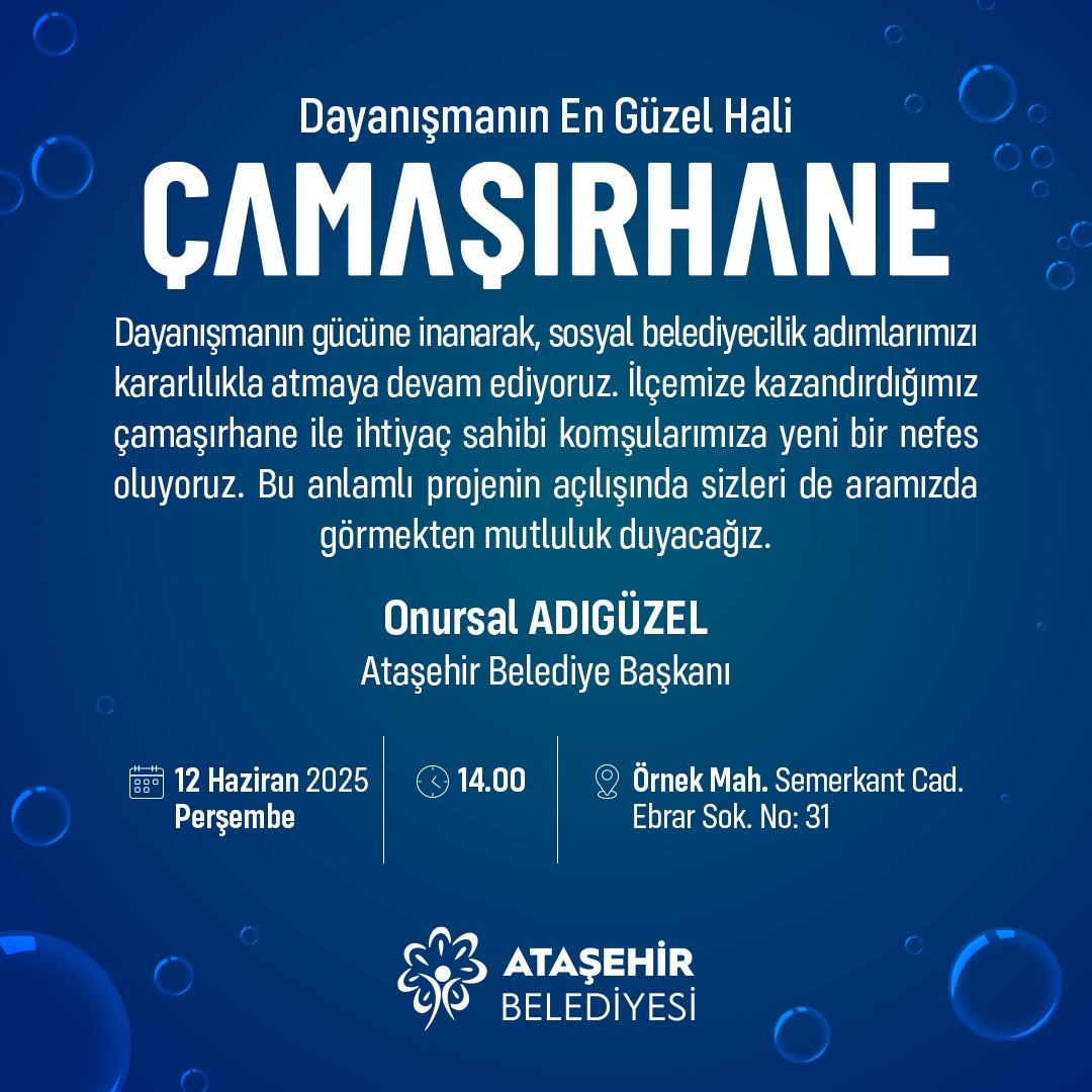 Ataşehir'de ücretsiz çamaşırhane hizmeti