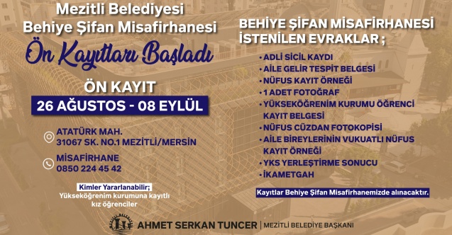 Mezitli Belediyesi'nden üniversite öğrencilerine müjde