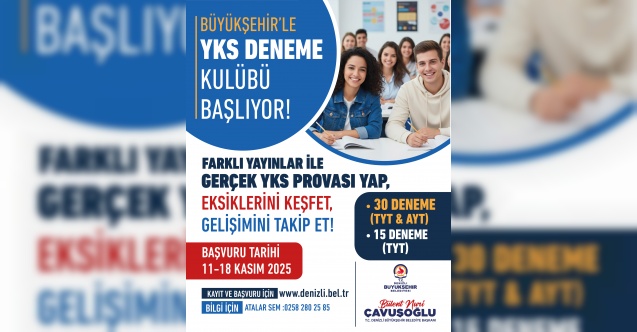 Denizli Büyükşehir’in YKS Deneme Kulübü başlıyor