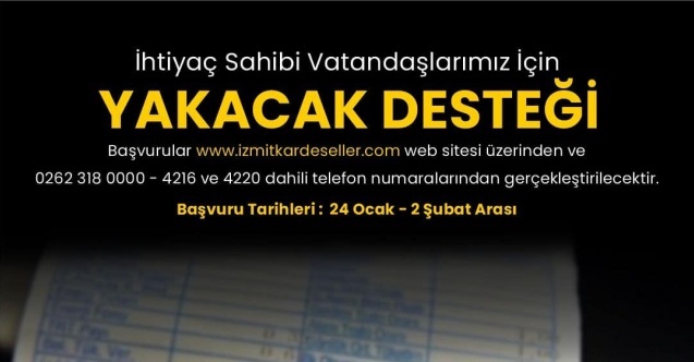 İzmit Belediyesinin yakacak yardımı başvurularında son gün yarın!