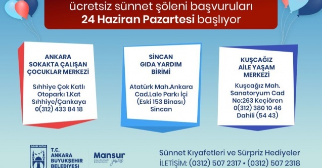 Ankara Büyükşehir Belediyesi#039;nin quot;Toplu Sünnet Şöleniquot; için kayıtlar başlıyor