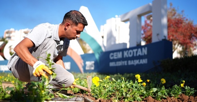 Konyaaltı'nda mevsimlik çiçek ekimi devam ediyor